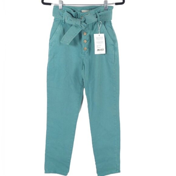 NWT SÉZANE LEANDRO MINT Denim Trousers Button Fly Belted S212PAN004H Size 34